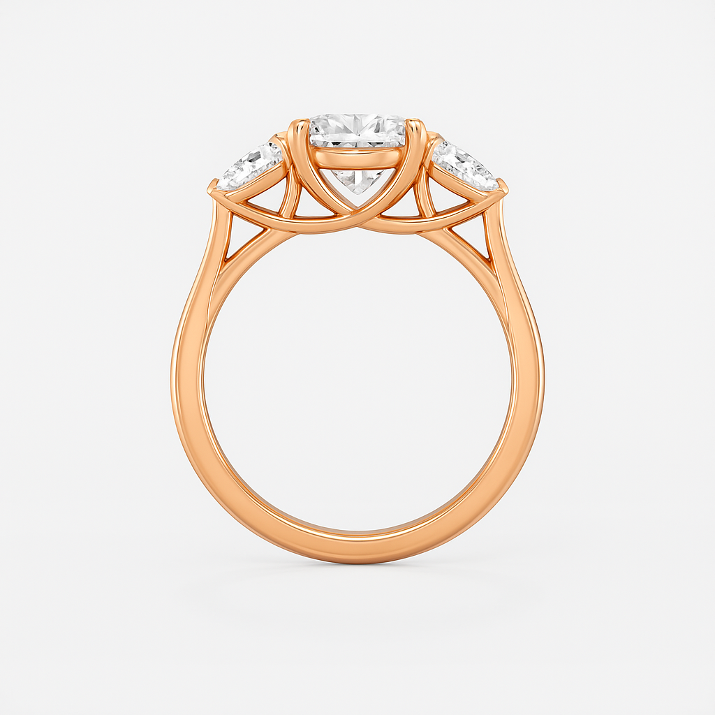 The Alexandra Ring - Lab Grown Diamond Trilogy With Pear Side Stones