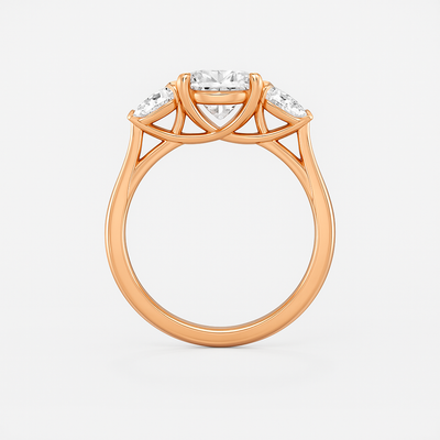 The Alexandra Ring - Lab Grown Diamond Trilogy With Pear Side Stones