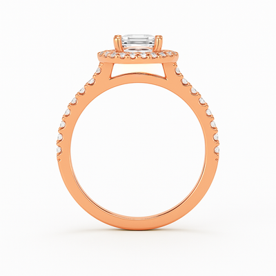 The Juliana Ring – Diamond Halo Solitaire with Pavé Shoulders