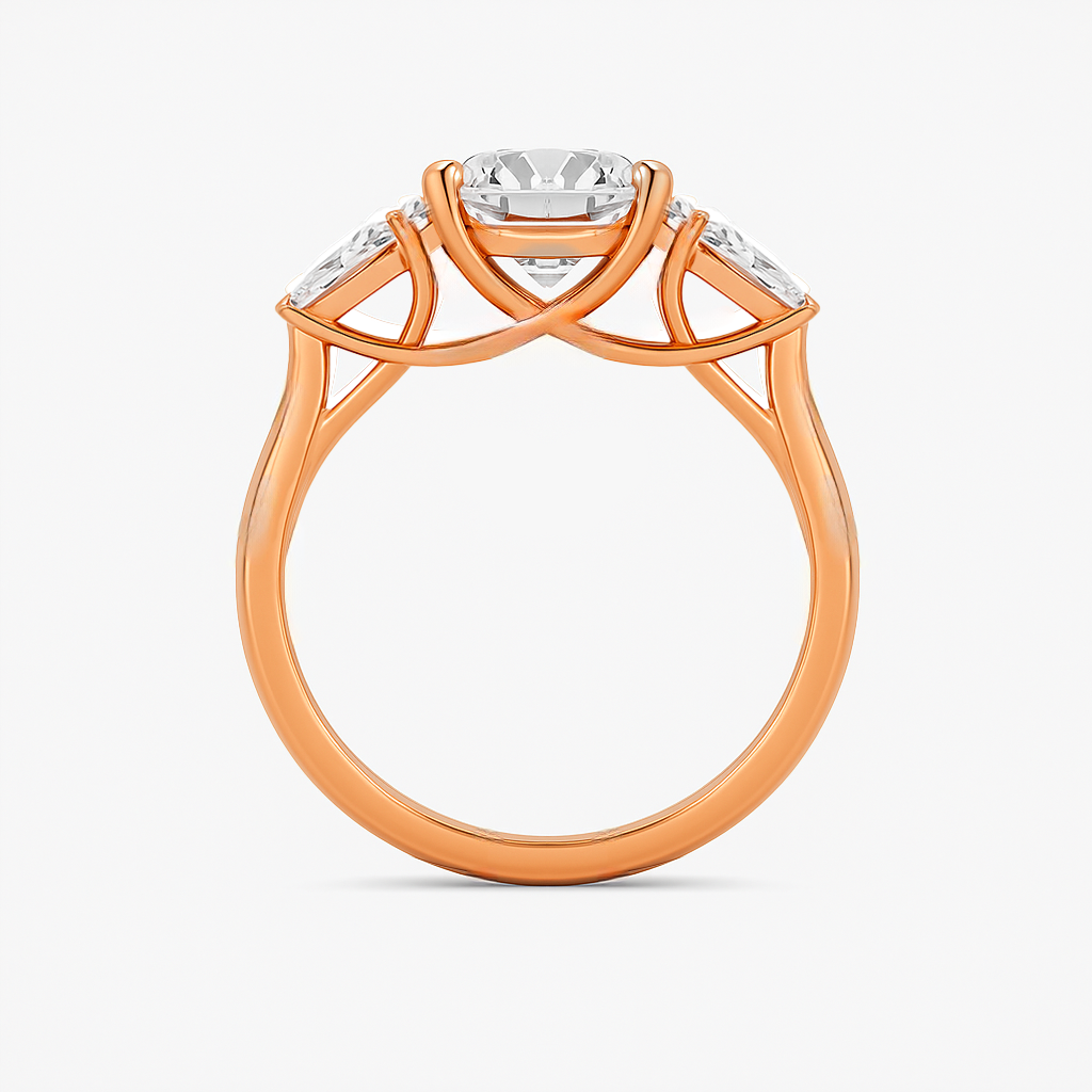 The Alice Ring - Trilogy with Kite Side Stones - Lab Grown Diamond