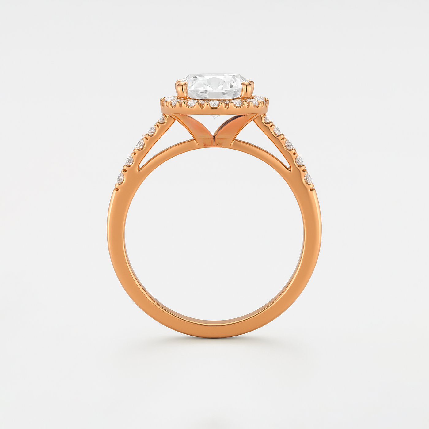 The Rosalie Ring – Oval Diamond Engagement Ring with Halo and Pave Band