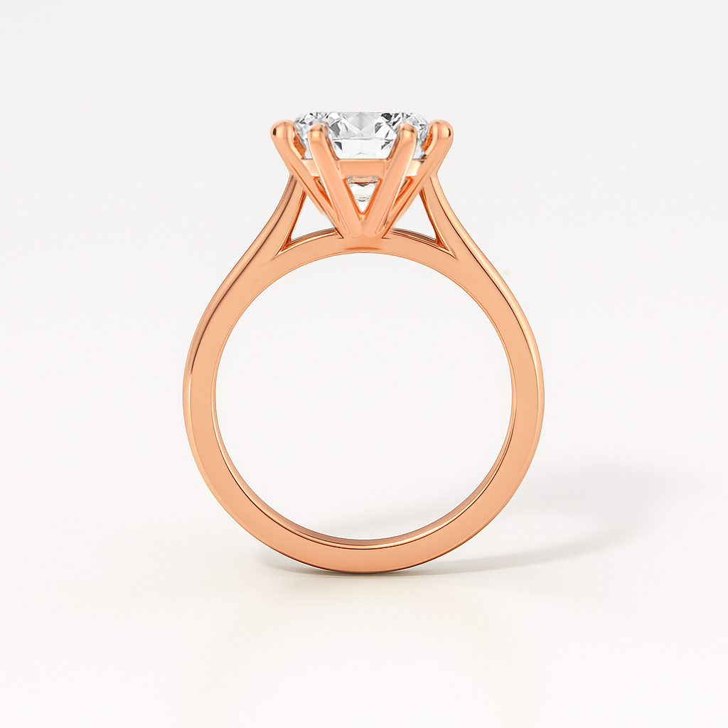 The Claudia Ring - 6 Claw Cathedral Round Solitaire - Lab Grown Diamond