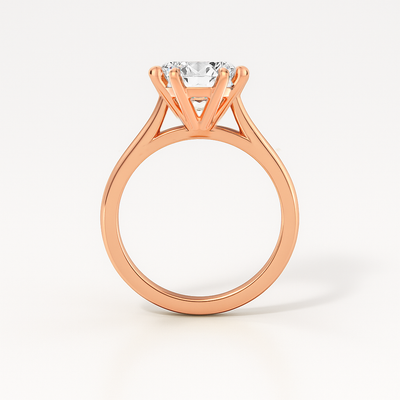 The Claudia Ring - 6 Claw Cathedral Round Solitaire - Lab Grown Diamond