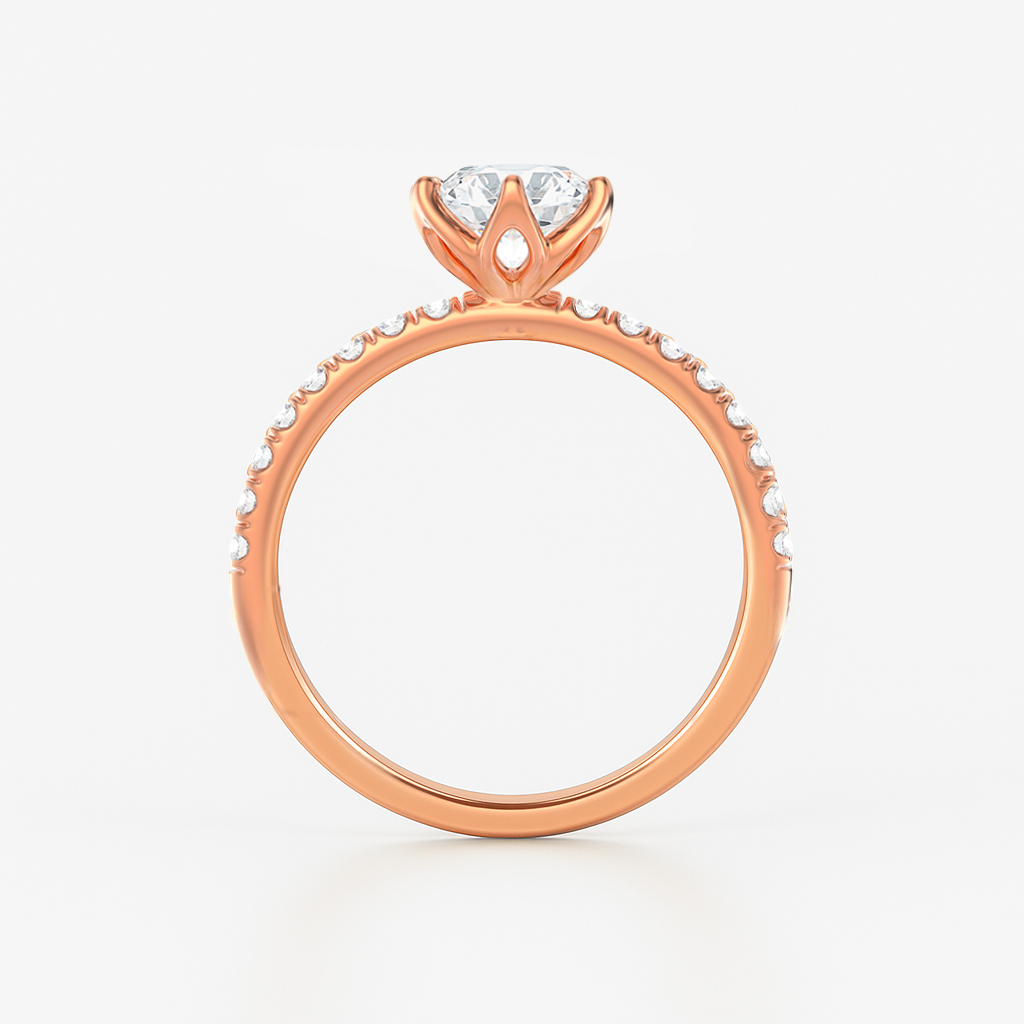 The Chelsea Ring - Tulip Basket and Fine Pave Band