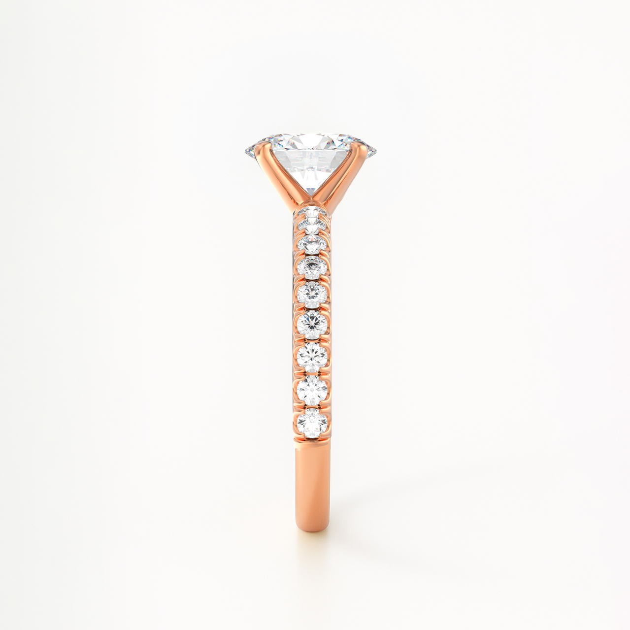 The Florence Ring - Oval with Fine Pave Band