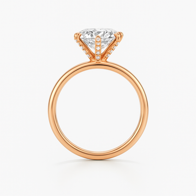 Round Lab Grown Diamond Engagement Ring With Pave Prongs - Ravenna