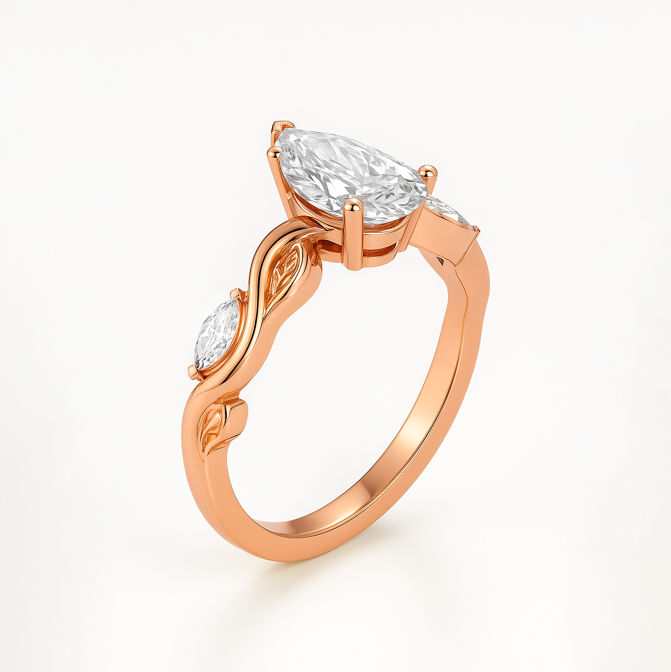 Marquise Accent Diamond Engagement Ring - Palmer