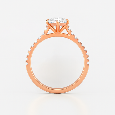 The Amelia Ring - Lab Grown Diamond with Pave Cathedral Setting