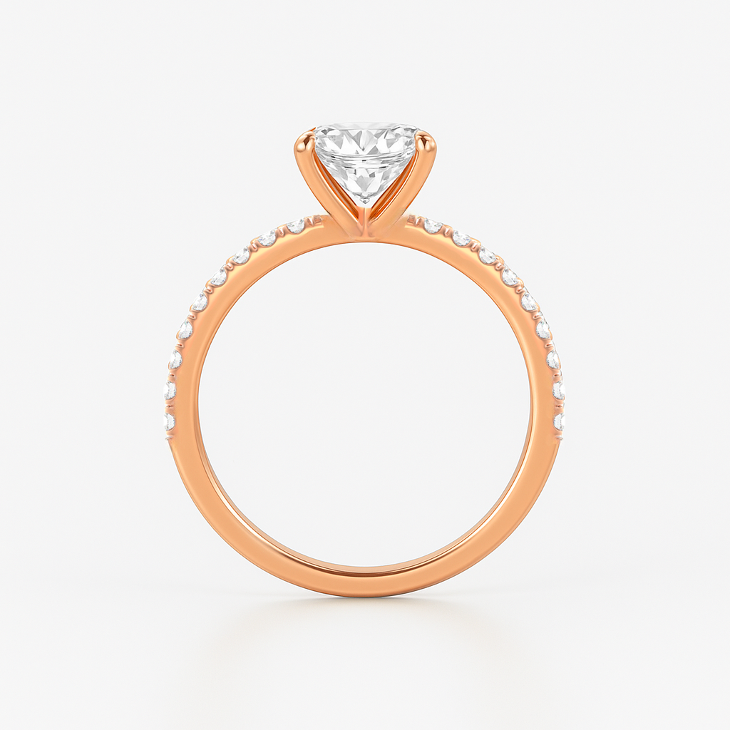 The Florence Ring - Lab Grown Diamond with Fine Pave Band