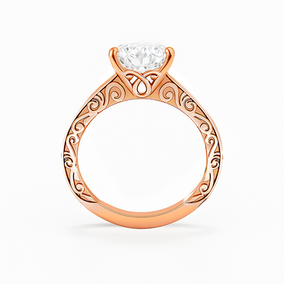 The Riviera Ring – Round Solitaire with Channel-Set Band and Vintage Detail