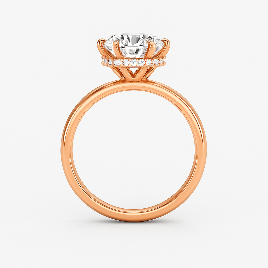 The Phoebe Ring - Hidden Halo 6-Claw Round Solitaire