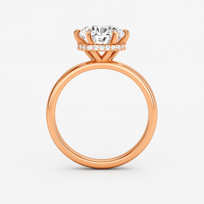 The Phoebe Ring - Hidden Halo 6-Claw Round Solitaire