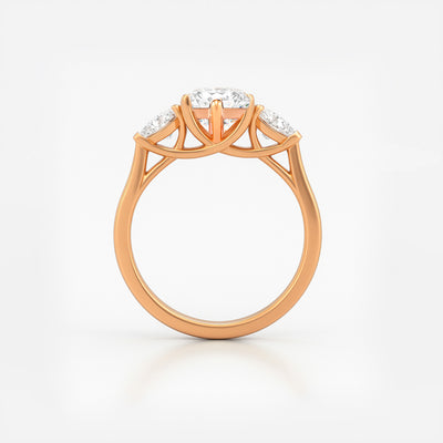 The Rebecca Ring - Oval Trilogy with Pear Side Stones