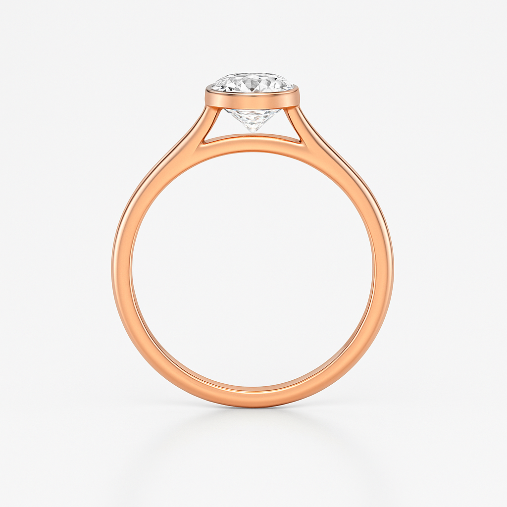 The Seville Ring - Bezel Set Cathedral Round Solitaire - Lab Grown Diamond