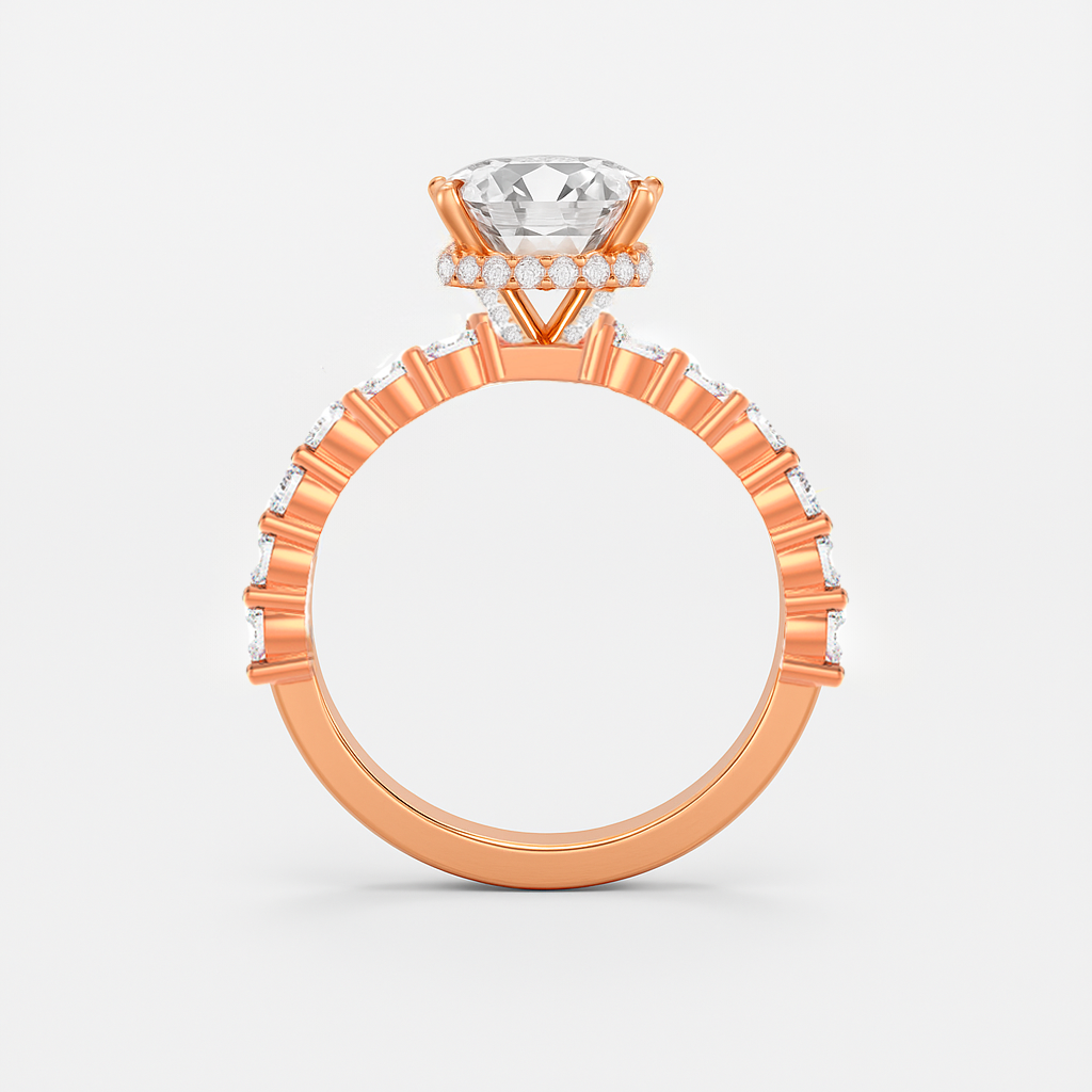 The Josephine Ring - Hidden Halo and Large Pave Band - Lab Grown Diamond