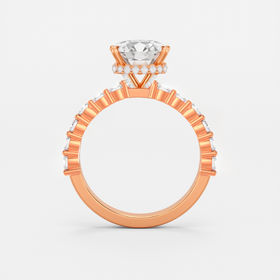 The Josephine Ring - Hidden Halo and Large Pave Band - Lab Grown Diamond