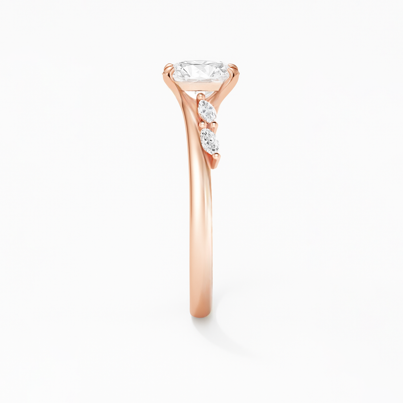 The Melanie Ring - Oval Diamond with Marquise Accents