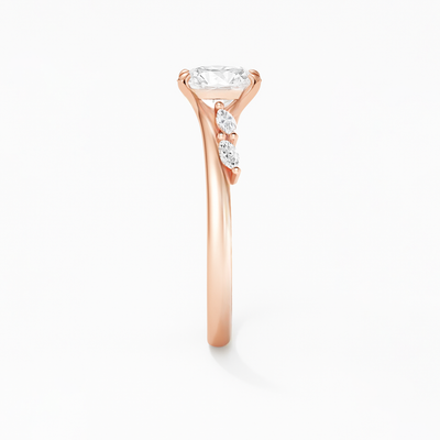 The Melanie Ring - Oval Diamond with Marquise Accents