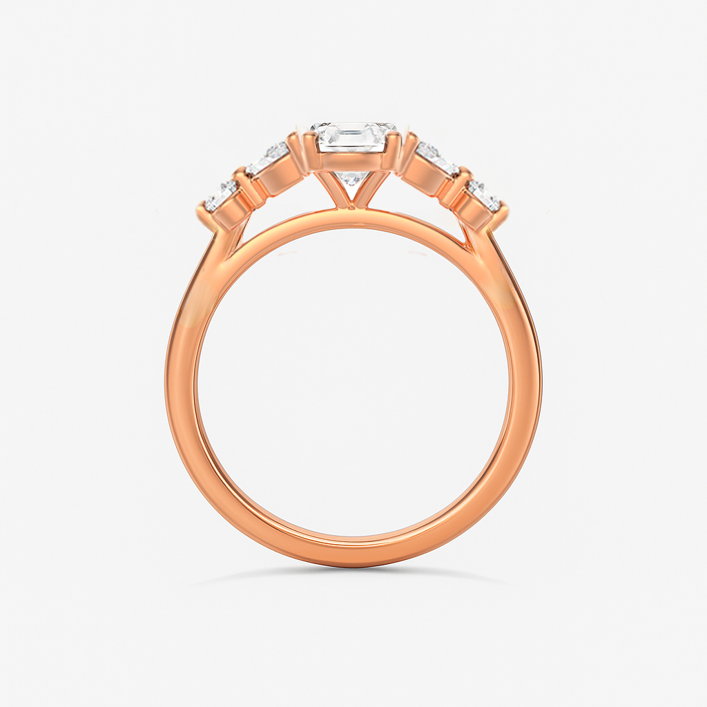 The Valerie Ring - Oval Cut Diamond with Side Stones