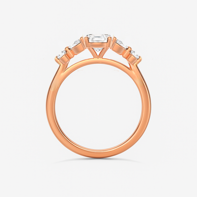 The Valerie Ring - Oval Cut Diamond with Side Stones
