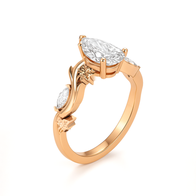 Marquise Accent Diamond Engagement Ring - Rory