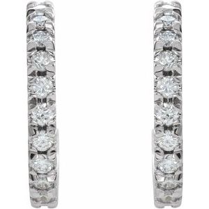 14K Yellow, Rose or White Gold 0.625CTW Lab-Grown Diamond French-Set 15 mm Huggie Hoop Earrings