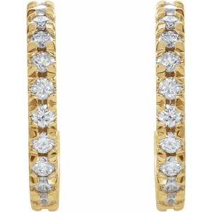 14K Yellow, Rose or White Gold 0.625CTW Lab-Grown Diamond French-Set 15 mm Huggie Hoop Earrings