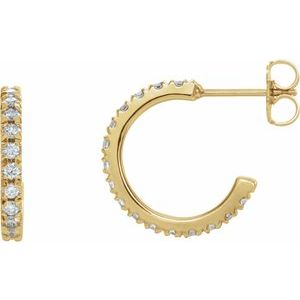 14K Yellow, Rose or White Gold 0.625CTW Lab-Grown Diamond French-Set 15 mm Huggie Hoop Earrings