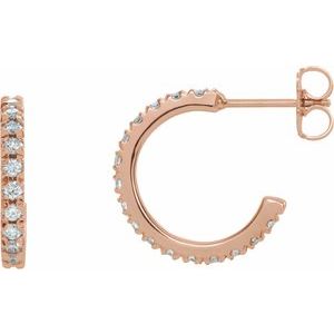 14K Yellow, Rose or White Gold 0.625CTW Lab-Grown Diamond French-Set 15 mm Huggie Hoop Earrings