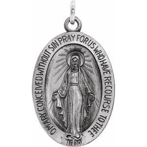 Sterling Silver 19x14 mm Oval Miraculous Medal