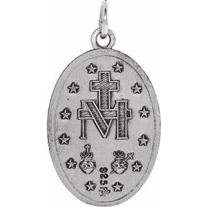 Sterling Silver 19x14 mm Oval Miraculous Medal