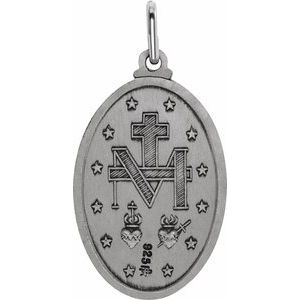 Sterling Silver 23x16 mm Oval Miraculous Medal