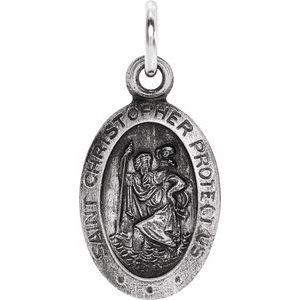 Sterling Silver 12x9 mm St. Christopher Medal