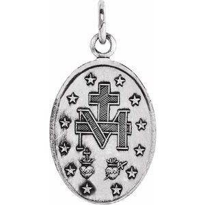 Sterling Silver 15x11 mm Oval Miraculous Medal