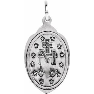 Sterling Silver 29x15 mm Oval Miraculous Medal Pendant