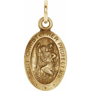 14K Yellow 12x9 mm Oval St. Christopher Medal