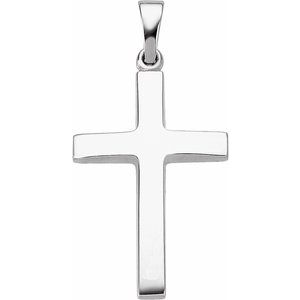 14K White 23x15.9 mm Cross Pendant