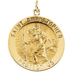 14K Yellow 22 mm St. Christopher Medal