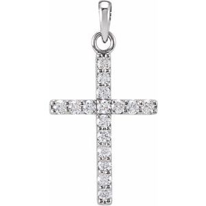 14K White 1/5 CTW Lab-Grown Diamond Cross Pendant