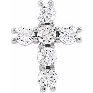 14K White 1/3 CTW Natural Diamond Cross Pendant