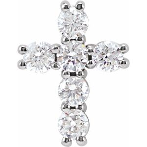 14K White 1/4 CTW Natural Diamond Cross Pendant