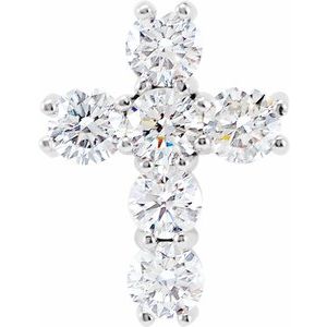 14K White 9/10 CTW Natural Diamond Cross Pendant