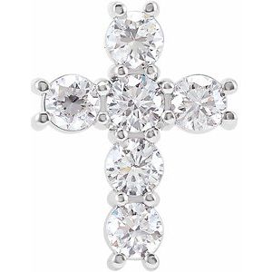 14K White 1 1/6 CTW Natural Diamond Cross Pendant