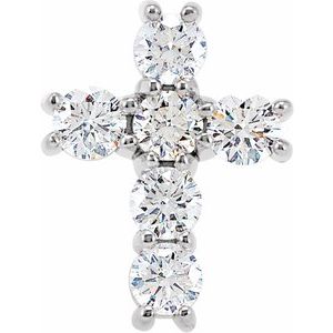 14K White 3/4 CTW Natural Diamond Cross Pendant