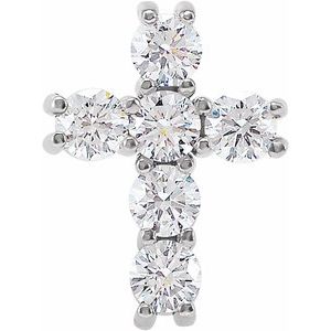 14K White 1/2 CTW Natural Diamond Cross Pendant