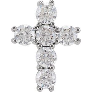 14K White 1 3/8 CTW Natural Diamond Cross Pendant