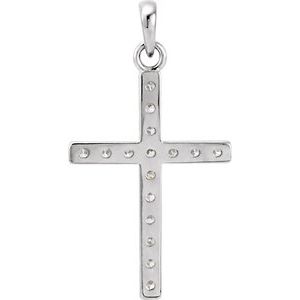 14K White 1/2 CTW Lab-Grown Diamond Cross Pendant