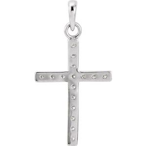 14K White 1/5 CTW Natural Diamond Cross Pendant