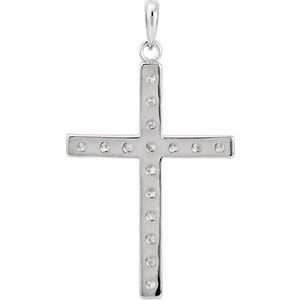 14K White 1 CTW Natural Diamond Cross Pendant