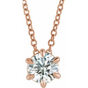 14K Rose Gold 0.5 CT Lab-Grown Diamond Solitaire 40-45cm Necklace